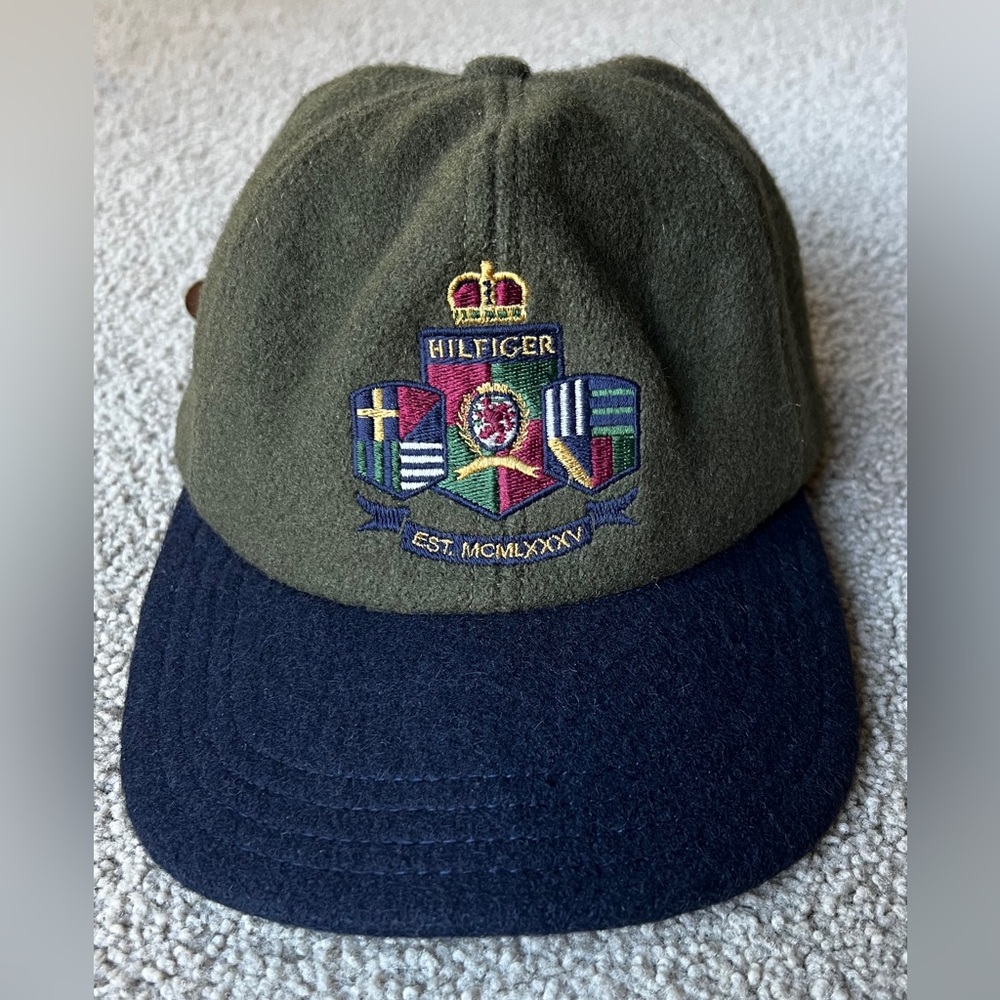 Vintage Tommy Hilfiger Olive, Black, Navy Embroidered Cap